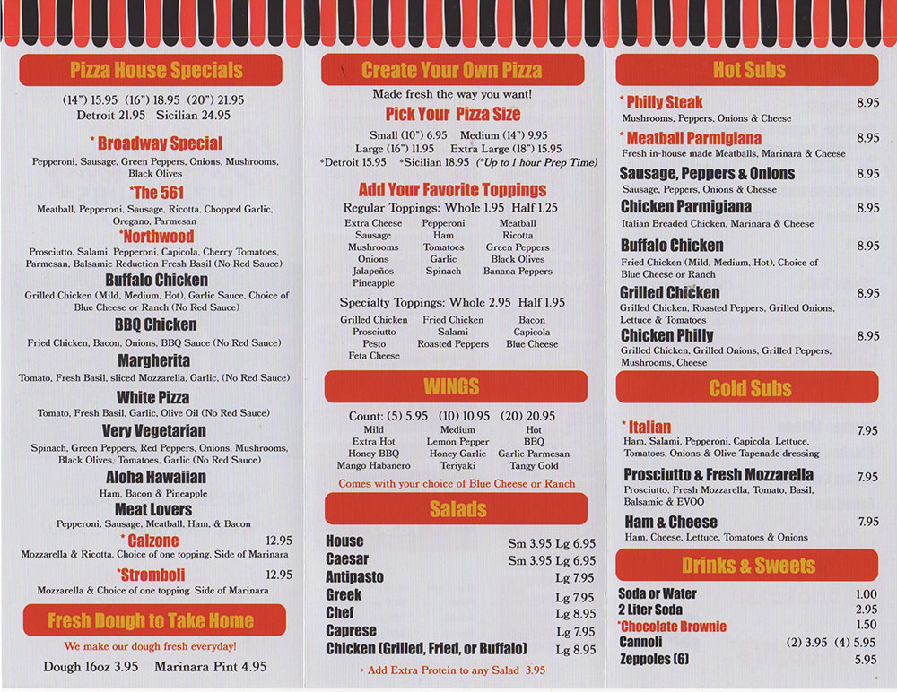 View our menu broadway pizza and subs