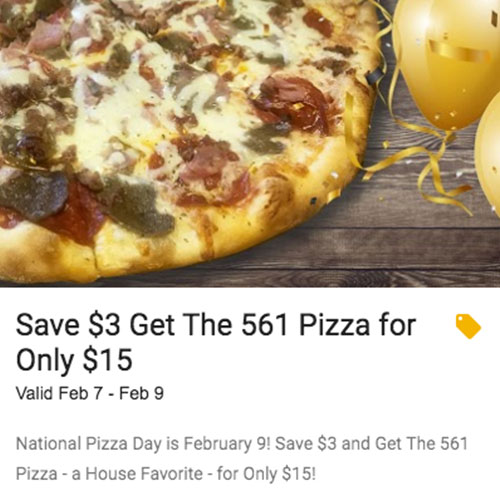 Save $3 on The 561 Pizza